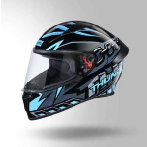 Studds Thunder D5 Decor Black & Blue With Spoiler- Full Face Helmets