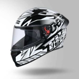 Studds Thunder D5 Decor Black & White With Spoiler- Full Face Helmets