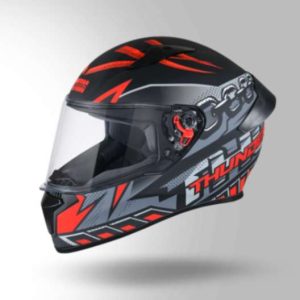 Studds Thunder D5 Decor Matt Black & Red With Spoiler - Full Face Helmets