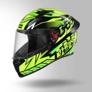 Studds Thunder D5 Decor Matt Green & Yellow With Spoiler - Full Face Helmets