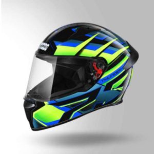 Studds Thunder D6 Decor Black / Green & Blue With Spoiler - Full Face Helmets