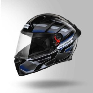 Studds Thunder D6 Decor Black / Grey & White With Spoiler - Full Face Helmets