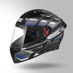 Studds Thunder D6 Decor Matt Black / Grey & White With Spoiler - Full Face Helmets