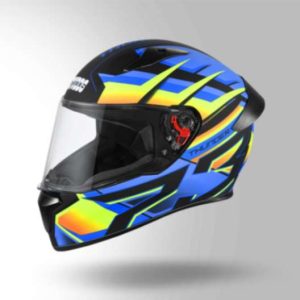 Studds Thunder D6 Decor Matt Black / Orange & Blue With Spoiler - Full Face Helmets