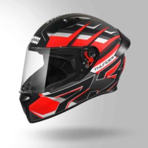 Studds Thunder D6 Decor Matt Black / Red & Grey With Spoiler - Full Face Helmets