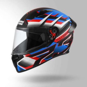 Studds Thunder D6 Decor Matt Black / White & Blue With Spoiler - Full Face Helmets