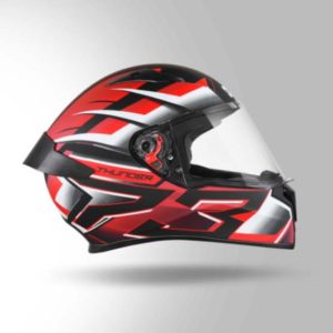 Studds Thunder D6 Decor Matt Black / White & Red With Spoiler - Full Face Helmets