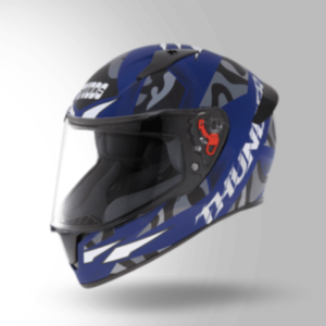 Studds Thunder D7 Decor Matt Blue & Grey With Spoiler - Full Face Helmets