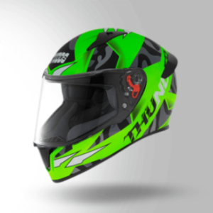 Studds Thunder D7 Decor Matt Neon Green & Black With Spoiler - Full Face Helmets