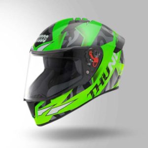 Studds Thunder D7 Decor Neon Green & Black With Spoiler - Full Face Helmets