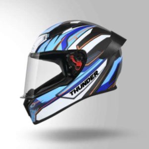 Studds Thunder D8 Decor Black & Blue With Spoiler - Full Face Helmets