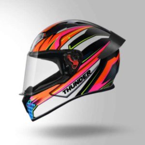 Studds Thunder D8 Decor Matt Black & Orange With Spoiler - Full Face Helmets