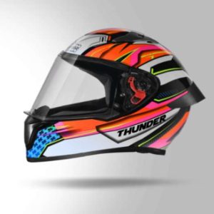 Studds Thunder D8 Decor Matt Black & Orange With Spoiler - Full Face Helmets