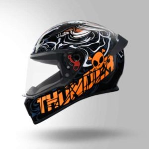 Studds Thunder D9 Decor Black & Orange With Spoiler - Full Face Helmets