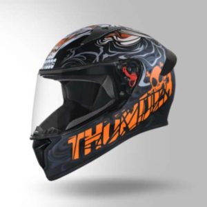 Studds Thunder D9 Decor Matt Black & Orange With Spoiler - Full Face Helmets