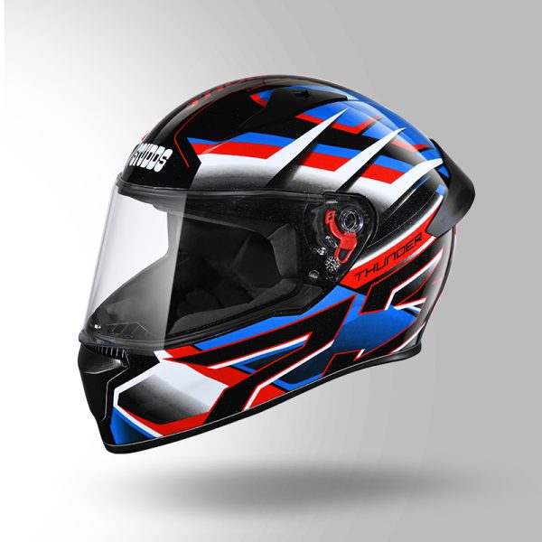 Studds Thunder D6 Decor Black / White & Blue With Spoiler - Full Face Helmets