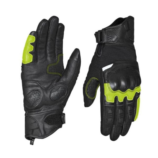 Viaterra Holeshot – Short Motorcycle Riding Gloves For Men - Fluorescent Green