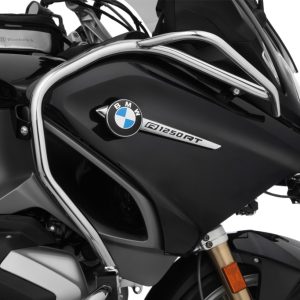 Wunderlich BMW RT Series Protection - Tank Guard (Chrome)-44140-203 Fitment and compatibility Black BMW BMW R1200 RT LC (2014-2018) BMW R1250RT (2019 - 2020) This tank protection bar not only reliably protects the tank but the faring of the stem and the highly at risk radiator units. Together with the engine protection bar, it forms a sophisticated all-round protection concept for passive safety: In the event of a crash or fall, the effective forces are optimally distributed across the structure of the protection bar and the durable attachment points, thus avoiding high forces. The protection bar integrates very well into the design of the bike on a visual level and highlights the striking look. The tank protection bar is made from a composite of 25 mm and 18 mm precision stainless steel tubing. These consist of tube segments that are shaped on CNC pipe bending machines specifically for each model and then clean welded. The protective function and product design are the central focus with our protection bars. We therefore off the protection bar in black. The steel surface is powder-coated. This means the clever protection integrates into the design of your BMW. The facts: Function Sophisticated all-round protection concept for passive safety Protective function and integrated product design Perfect, model-specific fit Fits only with Wunderlich engine protection bars Protection of the radiator/ventilators, tank side panel, the stem Equal distribution of effective forces Technical info Material: Steel Pipe diameter: 18-25 millimetres Detailed, easy-to-understand fitting instructions