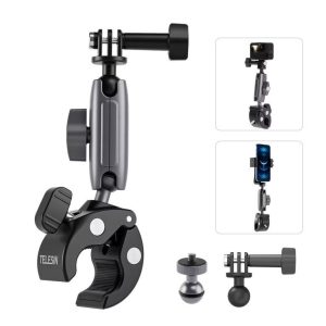 Telesin Action Camera Accessories Clamp Mount With Ball Head Mount With 14 Thread For Dji Action 4&3 (GP-HBM-001)