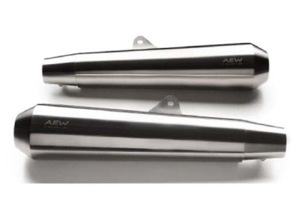 AEW TE 103 Megaphone- Stainless Steel Matt Polish - Royal Enfield Interceptor GT650